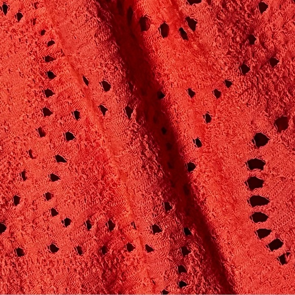 Free People | Orange Eyelet Button Front Puff Sleeve Top, Medium - Picture 3 of 9